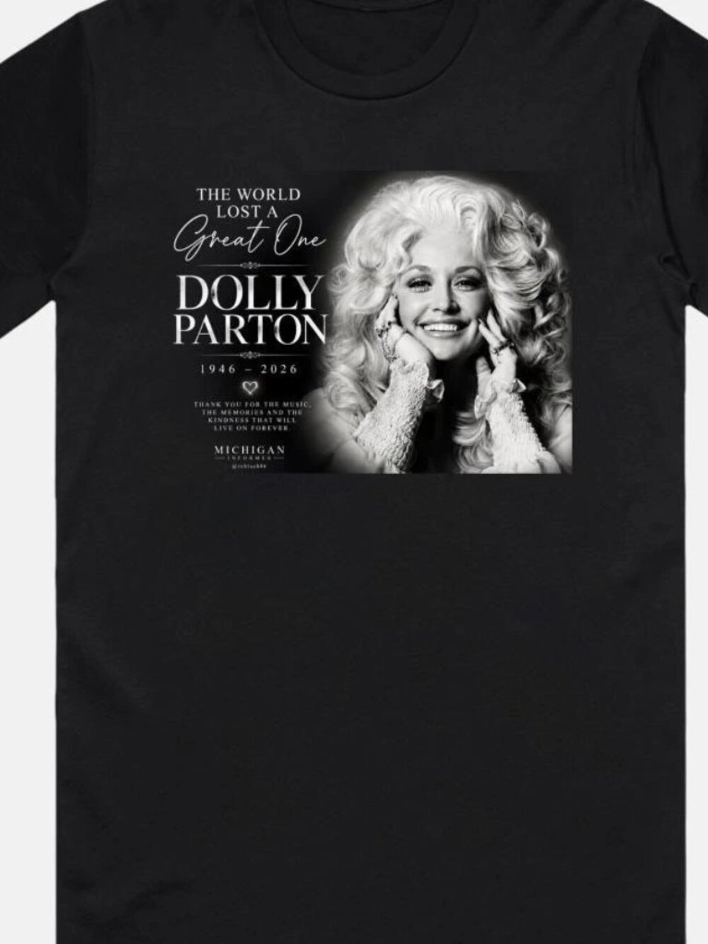 the world lost a great one dolly parton 1946-2026 t-shirt